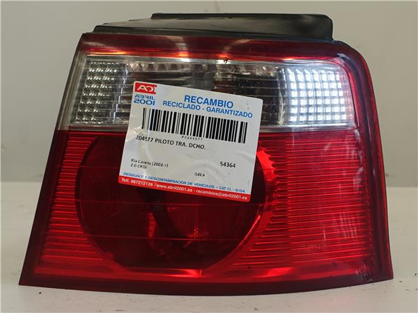 PILOTO TRA. DCHO. Kia carens (rs)(2003->) 2.0 CRDi D4EA Bombilla Derecha derecho Faro Lámpara Luz Trasera trasero