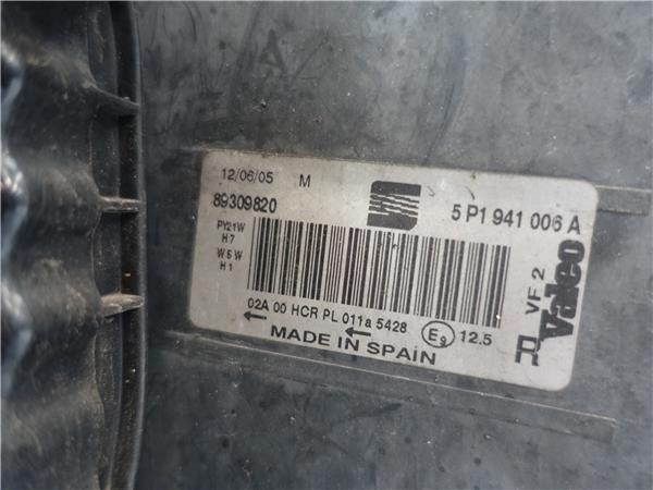 FARO DEL. DCHO Seat altea (5p1)(03.2004->) 1.9 TDI BJB 89309820 GRIS Bombillas delanteras Delanteros Derechas Derechos Lámparas luces Luz piloto Pilotos GQQ - Imagen 3