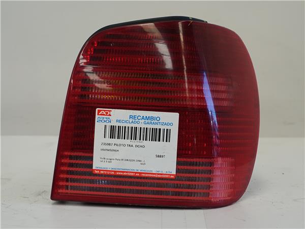 PILOTO TRA. DCHO. Volkswagen polo iii (6n1)(09.1994->) 64 1.9 SDI AGD 6N0945096H AZUL Bombilla Derecha derecho Faro Lámpara Luz Trasera trasero ETF