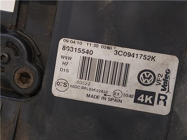 FARO DEL. DCHO. XENON Volkswagen passat berlina (3c2)(2005->) 1.6 TDI CAYC 3C0941752K NEGRO MDM - Imagen 3
