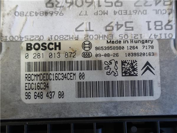 CENTRALITA Peugeot 308 sw (2008->) 1.6 HDi 9HZ (DV6TED4) 9HZ(DV6TED4) 0281013872 281013872 NEGRO BOSCH uce - Imagen 3