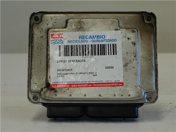 CENTRALITA Volkswagen polo iv (9n1)(11.2001->) 1.9 TDI AXR 0281011819 281011819 NEGRO uce GGU