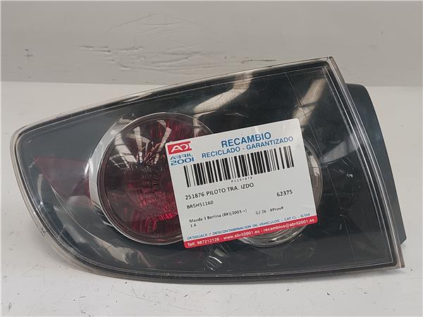 PILOTO TRA. IZDO. Mazda 3 berlina (bk)(2003->) 1.6 G/ Z6 - #Prov# GZ6PROV BR5H51160 GRIS PLATA Bombilla Faro Izquierdo Lámpara lateral Luz Trasero