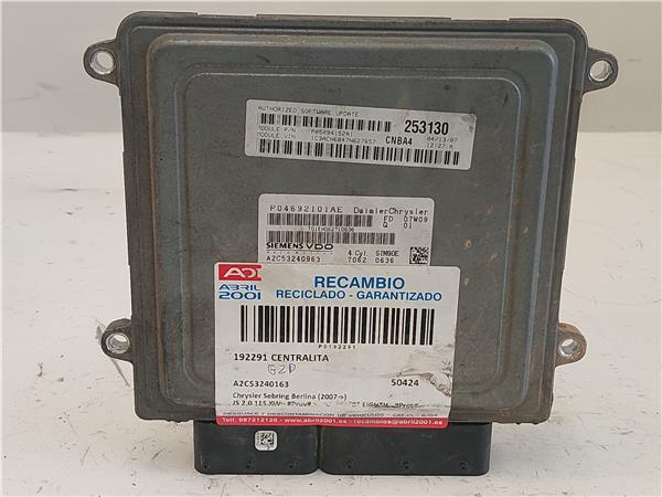 CENTRALITA Chrysler sebring berlina (2007->) JS 2.0 115 KW - #Prov# "B" EIGHTH - #Prov# "B"EIGHTHPROV A2C53240163 CREMA SIEMENS VDO uce - Imagen 2