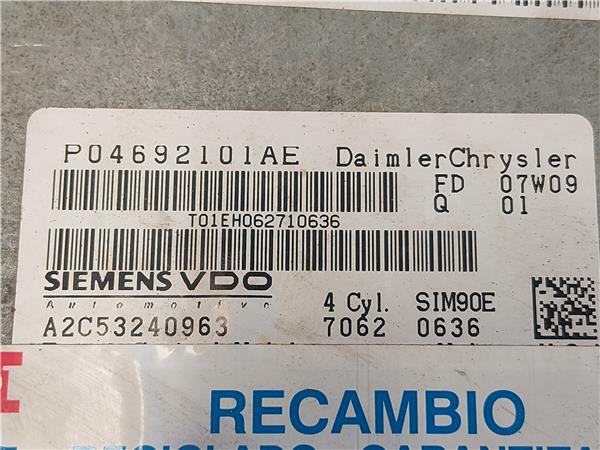 CENTRALITA Chrysler sebring berlina (2007->) JS 2.0 115 KW - #Prov# "B" EIGHTH - #Prov# "B"EIGHTHPROV A2C53240163 CREMA SIEMENS VDO uce - Imagen 3