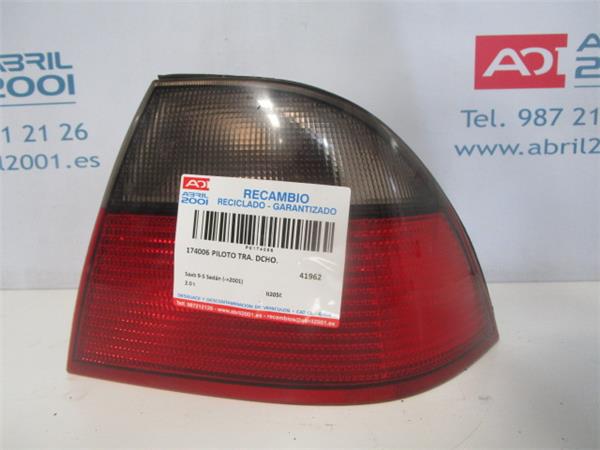 PILOTO TRA. DCHO. Saab 9-5 berlina (->06.2001) 2.0 t B205E GRIS PLATA Bombilla Derecha derecho Faro Lámpara Luz Trasera trasero