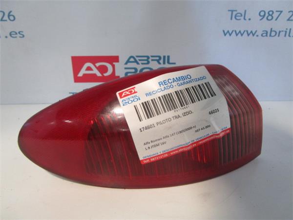 PILOTO TRA. IZDO. Alfa Romeo 147 (190)(2000->) 1.9 JTDM 16V 937 A5.000 937A5000 NEGRO Bombilla Faro Izquierdo Lámpara lateral Luz Trasero