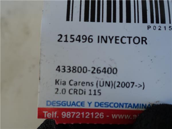 INYECTOR Kia carens (un)(2007->) 2.0 CRDi 115 D4EA-W - #Prov# D4EAWPROV 433800-26400 43380026400 NEGRO - Imagen 2
