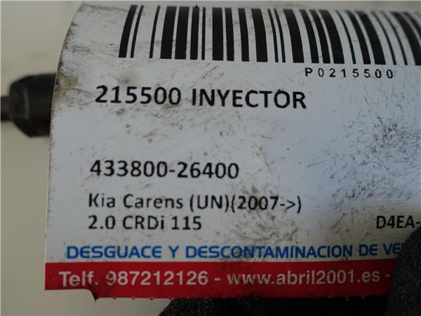 INYECTOR Kia carens (un)(2007->) 2.0 CRDi 115 D4EA-W - #Prov# D4EAWPROV 433800-26400 43380026400 NEGRO - Imagen 2