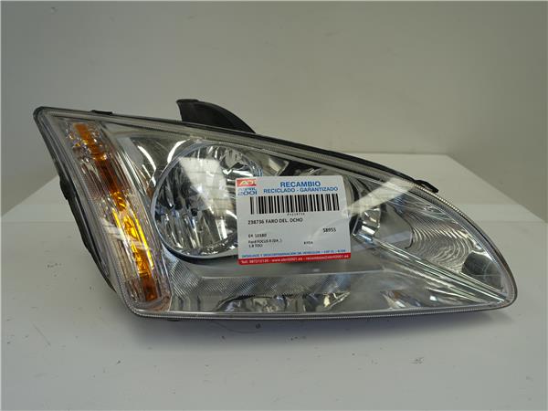 FARO DEL. DCHO Ford focus ii (da_) 1.8 TDCi KKDA E4-10180 E410180 NEGRO Bombillas delanteras Delanteros Derechas Derechos Lámparas luces Luz piloto Pilotos