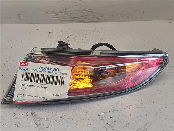 PILOTO TRA. DCHO. Honda civic viii hatchback (fn, fk) 2.2 CTDi N22A2 220-16721 22016721 ROJO Bombilla Derecha derecho Faro Lámpara Luz Trasera trasero