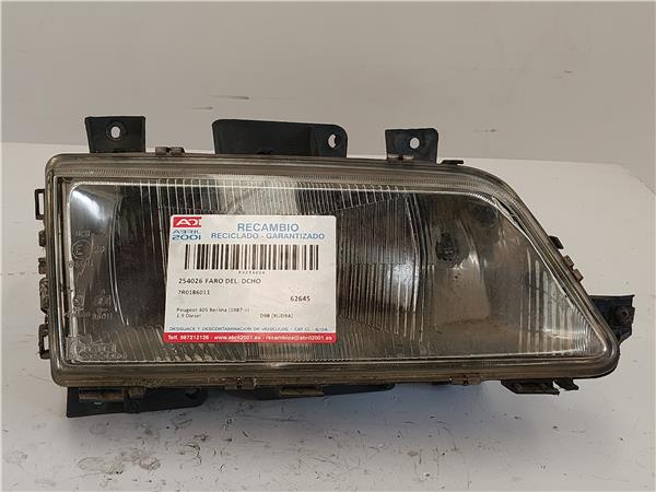 FARO DEL. DCHO Peugeot 405 berlina (1987->) 1.9 Diesel D9B (XUD9A) D9B(XUD9A) 7R0186011 GRIS Bombillas delanteras Delanteros Derechas Derechos Lámparas luces Luz piloto Pilotos