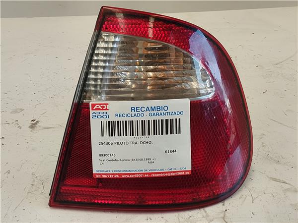 PILOTO TRA. DCHO. Seat cordoba berlina (6k2)(08.1999->) 1.4 AUA 89300745 GRIS Bombilla Derecha derecho Faro Lámpara Luz Trasera trasero DXK