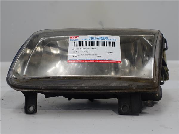 FARO DEL. IZDO. Volkswagen polo iv (9n1)(11.2001->) 1.4 16V AUA 89302815 AZUL Bombillas Delanteras delanteros Izquierdas izquierdos Lámparas luces Luz Pilotos