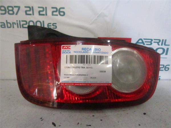 PILOTO TRA. DCHO. Nissan micra (k12e)(11.2002->) 1.2 16V CR12DE BLANCO Bombilla Derecha derecho Faro Lámpara Luz Trasera trasero