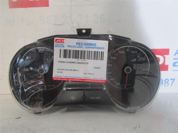 CUADRO COMPLETO Seat ibiza berlina (6j5)(06.2008->) 1.6 TDI CAY - #Prov# CAYPROV 6J0920807 NEGRO COMPLETO instrumentos