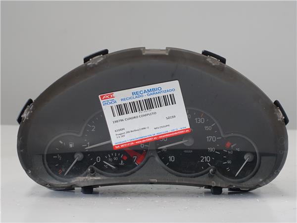 CUADRO COMPLETO Peugeot 206 (1998->) 1.6 16V NFU (TU5JP4) NFU(TU5JP4) 6104JH 9645847180 GRIS COMPLETO instrumentos