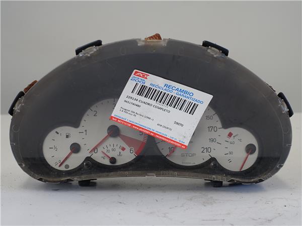 CUADRO COMPLETO Peugeot 206 (1998->) 1.4 HDi eco 70 8HX (DV4TD) 8HX(DV4TD) 9651740480 GRIS COMPLETO instrumentos 20CP95
