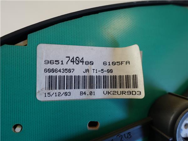 CUADRO COMPLETO Peugeot 206 (1998->) 1.4 HDi eco 70 8HX (DV4TD) 8HX(DV4TD) 9651740480 GRIS COMPLETO instrumentos 20CP95 - Imagen 3