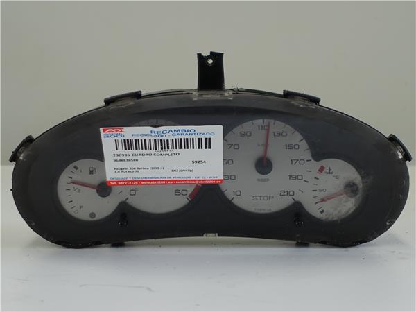 CUADRO COMPLETO Peugeot 206 (1998->) 1.4 HDi eco 70 8HZ (DV4TD) 8HZ(DV4TD) 9648836580 GRIS PLATA COMPLETO instrumentos 20CQ06