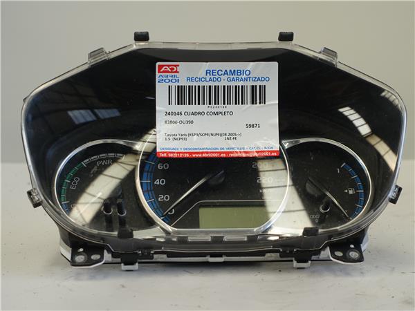 CUADRO COMPLETO Toyota yaris (ksp9/scp9/nlp9)(08.2005->) 1.5 (NCP93) 1NZ-FE 1NZFE 83800-OU390 83800OU390 BLANCO COMPLETO instrumentos