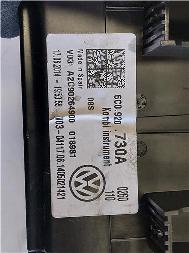 CUADRO COMPLETO Volkswagen polo v (6r1)(06.2009->) 1.0 - #Prov# CHY - #Prov# CHYPROV 6C0920730A BLANCO COMPLETO instrumentos QAE - Imagen 3