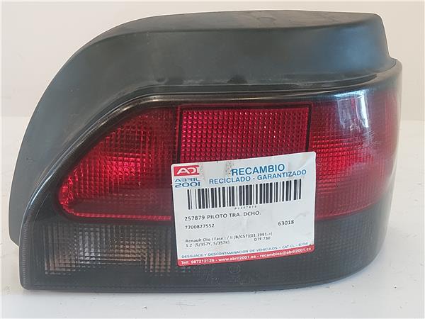 PILOTO TRA. DCHO. Renault clio i fase i / ii (b/c57)(01.1991->) 1.2 (5/357Y, 5/357K) D7F 730 D7F730 7700827552 BLANCO Bombilla Derecha derecho Faro Lámpara Luz Trasera trasero
