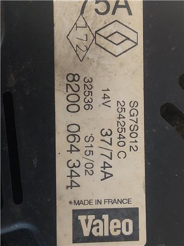 ALTERNADOR Renault kangoo i (f/kc0)(1997->) 1.2 (KC0A, KC0K, KC0F, KC01) D7F 744 D7F744 8200064344 BLANCO generador - Imagen 3