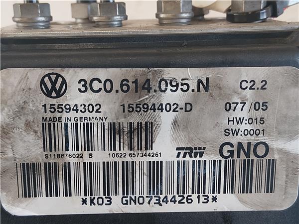 NUCLEO ABS Volkswagen passat berlina (3c2)(2005->) 2.0 TDI 16V BKP 3C0614095 GRIS modulador - Imagen 3