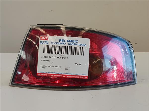 PILOTO TRA. DCHO. Seat ibiza (6l1)(04.2002->) 1.4 16V BBZ 6L6945112 GRIS Bombilla Derecha derecho Faro Lámpara Luz Trasera trasero