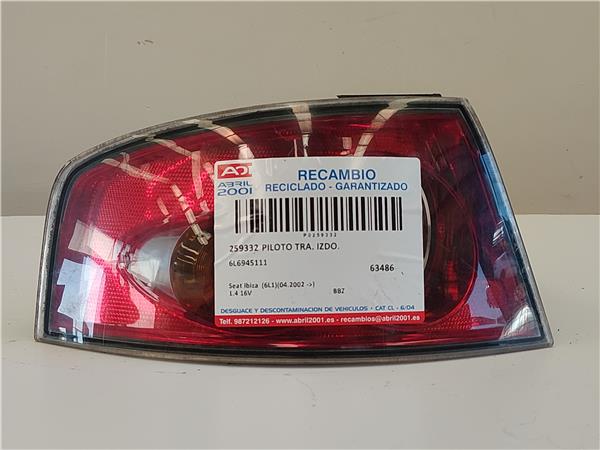 PILOTO TRA. IZDO. Seat ibiza (6l1)(04.2002->) 1.4 16V BBZ 6L6945111 GRIS Bombilla Faro Izquierdo Lámpara lateral Luz Trasero