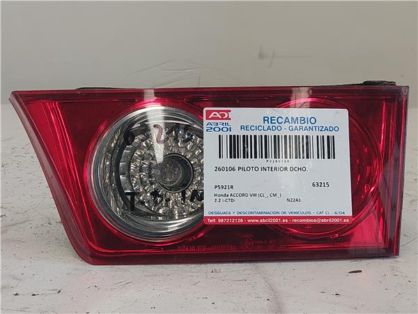 PILOTO INTERIOR DCHO. Honda accord viii (cl_, cm_) 2.2 i-CTDi N22A1 P5921R GRIS Derechas derechos