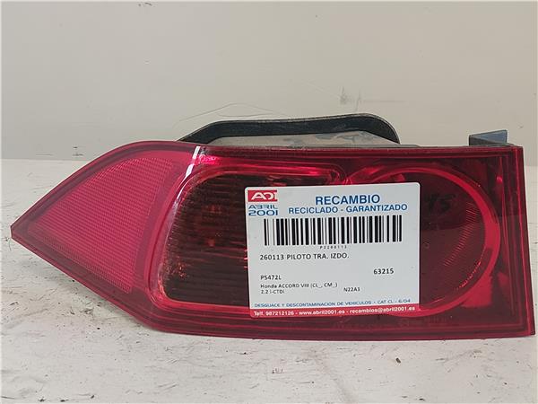 PILOTO TRA. IZDO. Honda accord viii (cl_, cm_) 2.2 i-CTDi N22A1 P5472L GRIS Bombilla Faro Izquierdo Lámpara lateral Luz Trasero