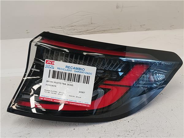 PILOTO TRA. DCHO. Renault austral - #prov# TCE 160 116 KW - #Prov# H5H E4 - #Prov# H5HE4PROV 265501807R BLANCO Bombilla Derecha derecho Faro Lámpara Luz Trasera trasero